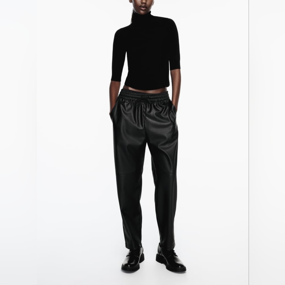 ZARA FAUX LEATHER JOGGING PANTS